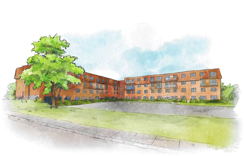 Watercolor drawing of 1855 rue Therrien