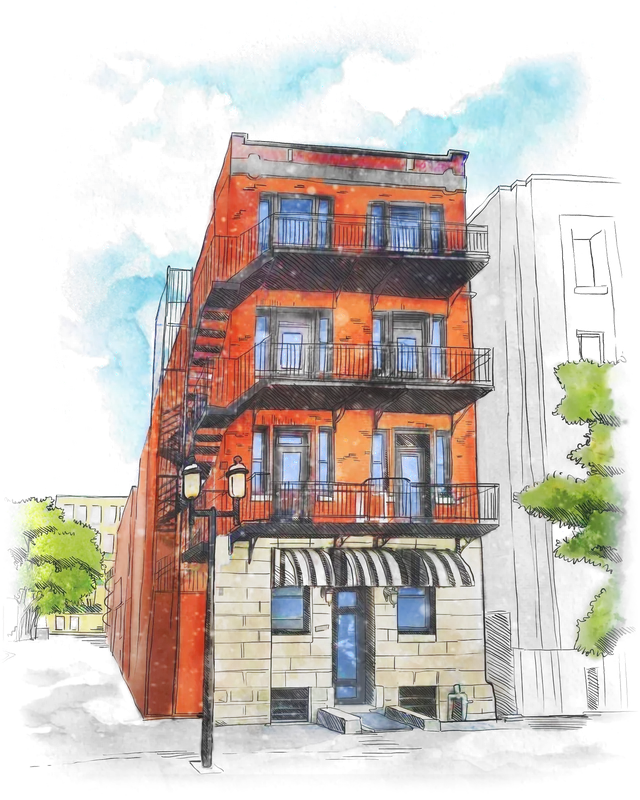 Watercolor drawing of 3436 Aylmer
