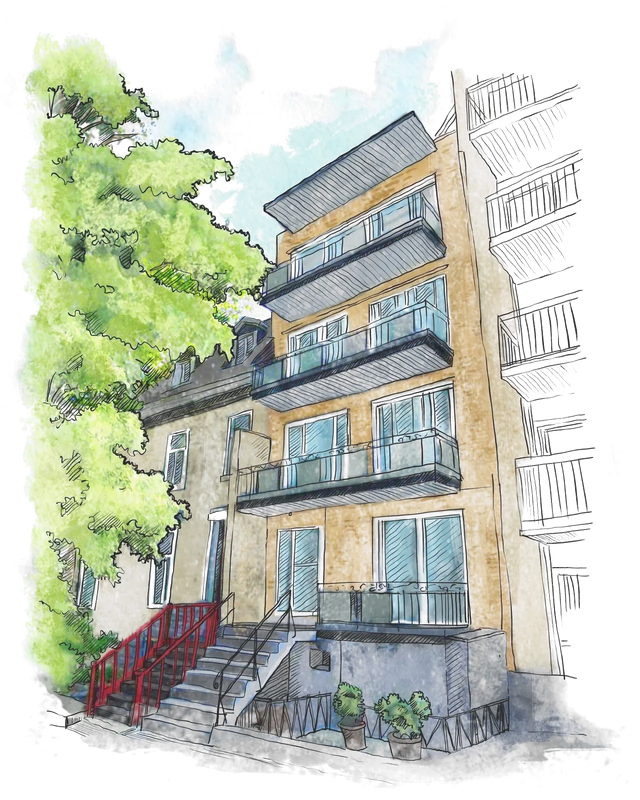 Watercolor drawing of 3566 Lorne Avenue