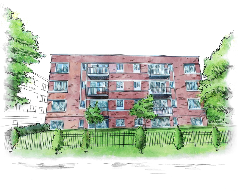 Watercolor drawing of 3800 Dupuis