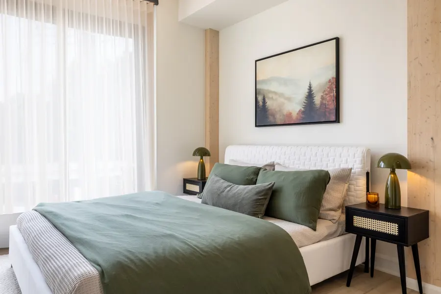 Bedroom with large windows