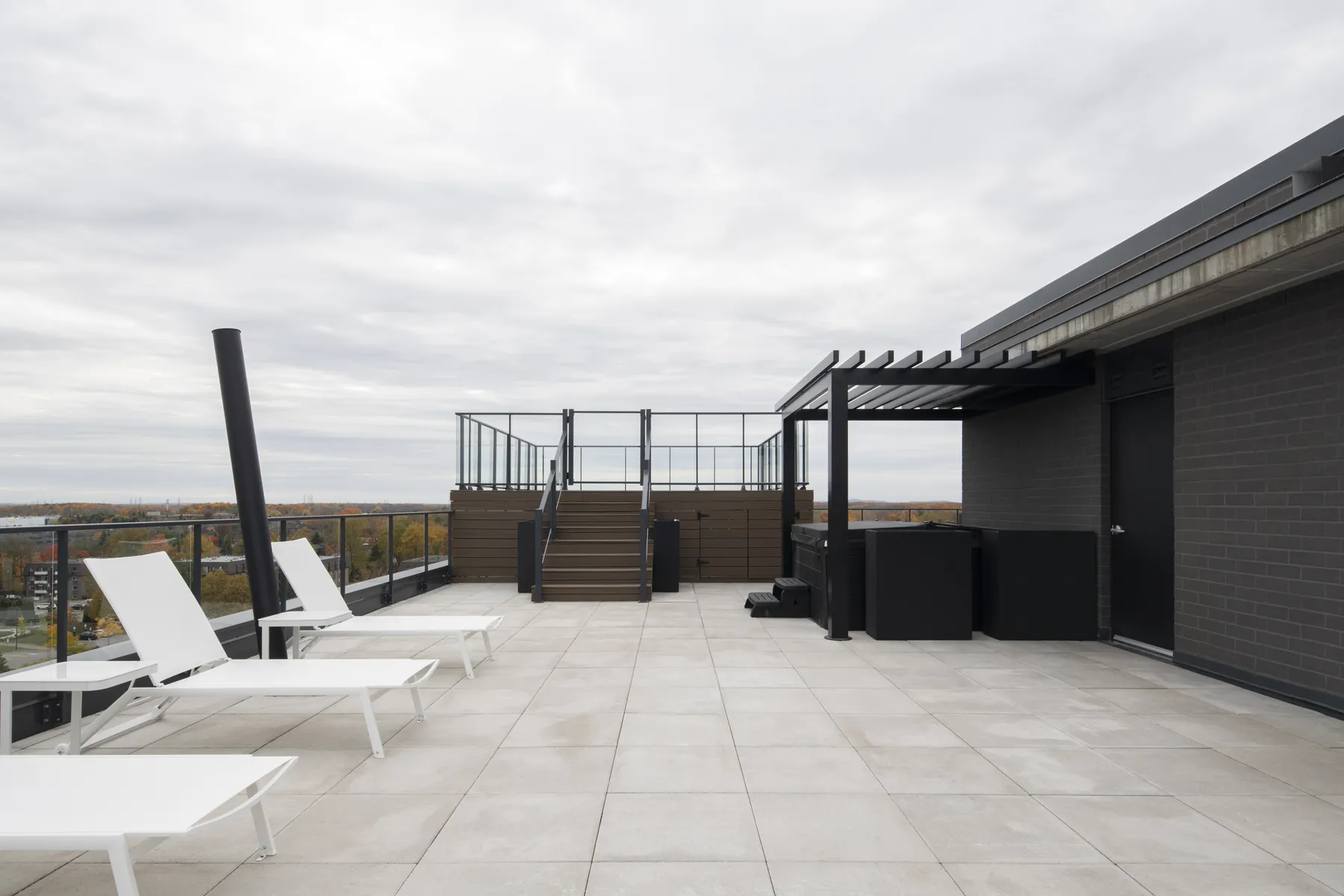 Solaris rooftop terrace with lounge chairs
