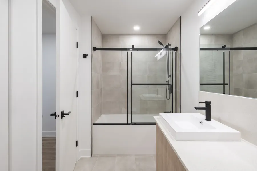 Bathroom with glass shower